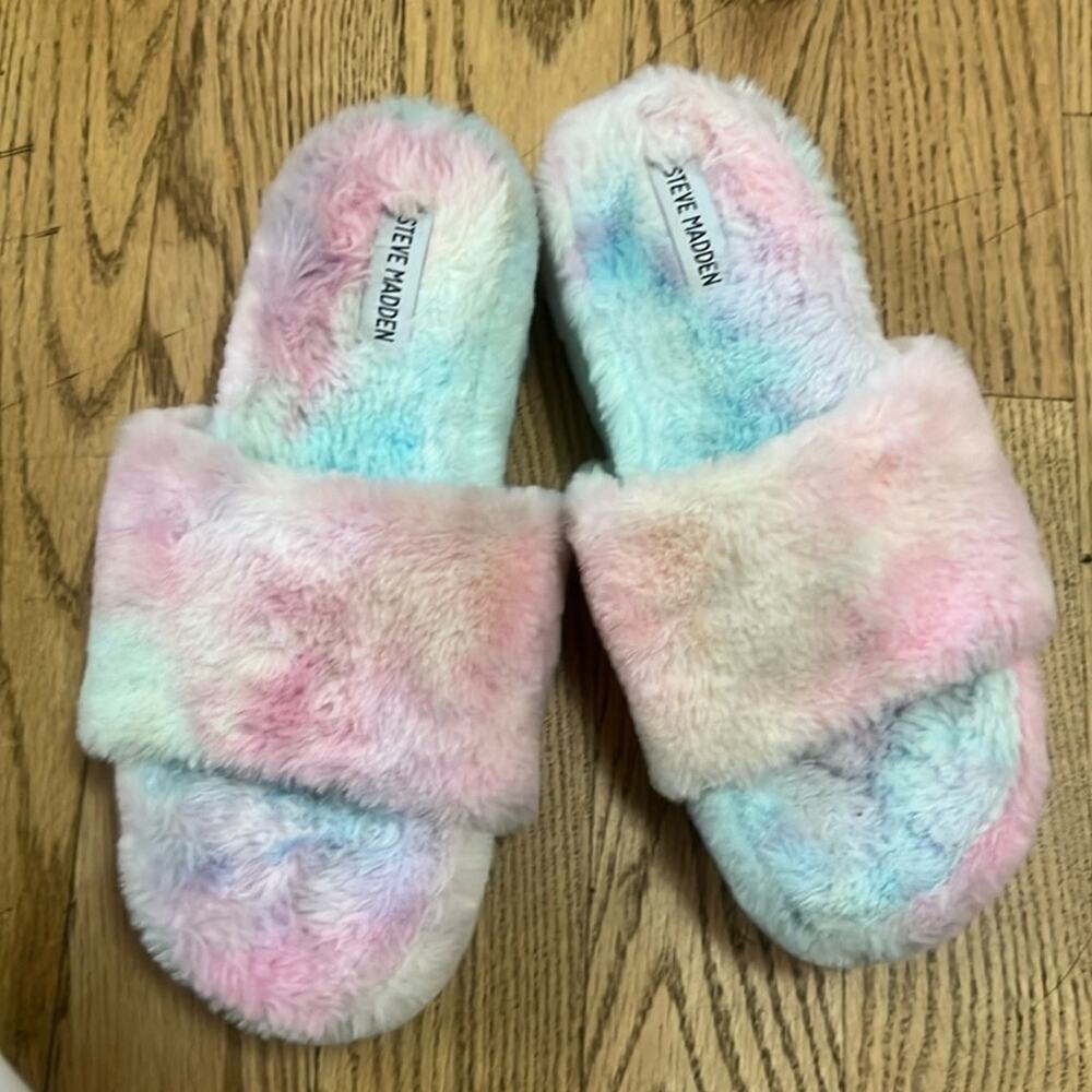 Steve Madden Fabfuzz Multi Color Faux Fur Slipper… - image 2
